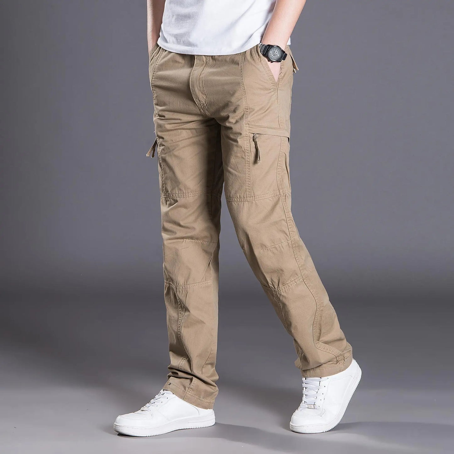 Mens Cargo Work Pants Ripstop Tactical Pants Elastic WaistWaist Hiking Pants Casual Cotton Jogger Outdoor Trousers