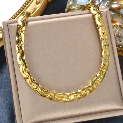 Sunny Luxury Copper Alloy Necklace Bracelet Women's Set Flat Cuban Chain Punk Style Suitable Party Jewelry Gifts