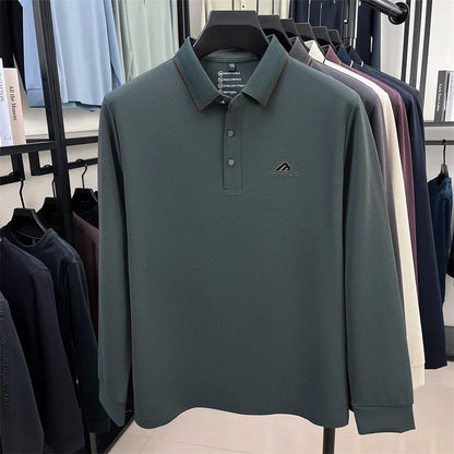 Men's long sleeved T-shirt shirt collar polo shirt 2025 spring autumn new casual wear horse logo