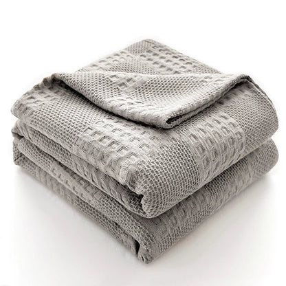 Cotton Throw Blanket Soft Breathable Waffle Blanket for Twin Queen King Bed Decorative Plaid Sofa Blankets Summer Throws