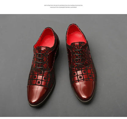 Men's High-heeled Leather Shoes Fashion Red Wedding Dresses Shoes For Men Luxury Formal Shoes Man zapatos de vestir