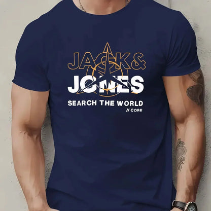 Fashion pattern T-shirt - 100% cotton printed, casual, loose-fitting, comfortable and versatile T-shirt