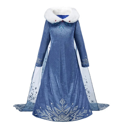 Children Snow Queen Princess Dress Winter Girl Elsa Costume Carnival Birthday Holiday Party Dress Kids New Outfit Clothes 2025