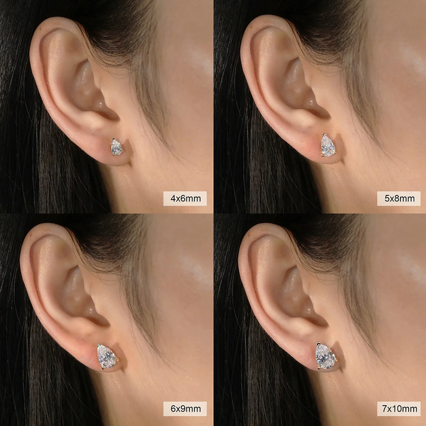 ORSA JEWELS 925 Sterling Silver Stud Earrings with Water Drop Cut Zirconia Stone, Elegant and Timeless Jewelry for Women LZE02