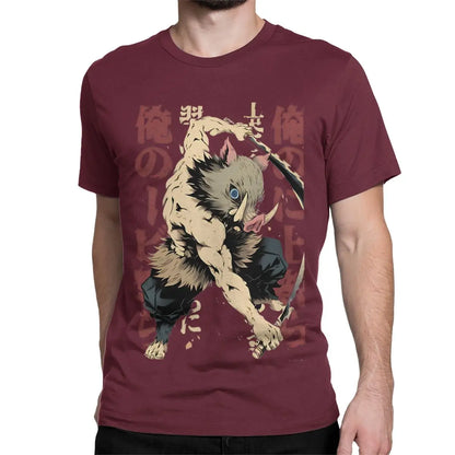 Inosuke Demon Slayers Men Women T Shirt Japanese Anime Nezuko Casual Tees Short Sleeve O Neck T-Shirts Pure Cotton 6XL Clothes