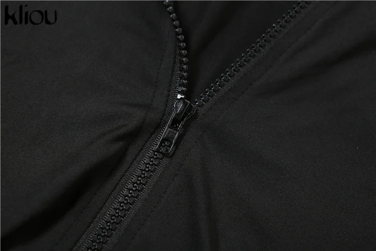 Casual Women 2 Piece Set Classic Tracksuits Solid Long Sleeve Zip-up Hood Tops+Slim Elastic Pants Sporty Concise Outfits