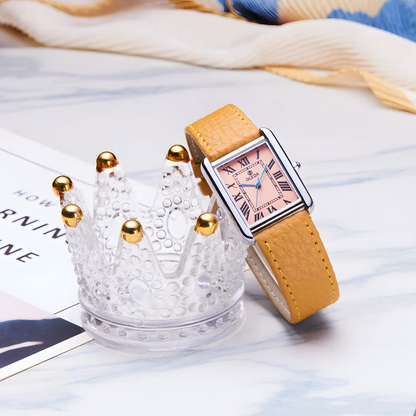 Waterproof Couple Watches Casual Fashion Quartz Stainless Steel Leather Strap Square Dial Men's And Women's Lover Watch
