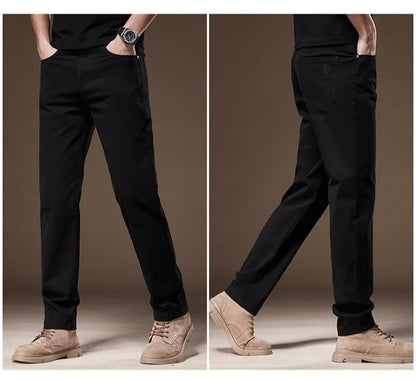 2024 New Autumn Men's Business Casual Trousers Work Pants Male Formal Dress Pants Straight Men's Clothes Black Gray Apricot
