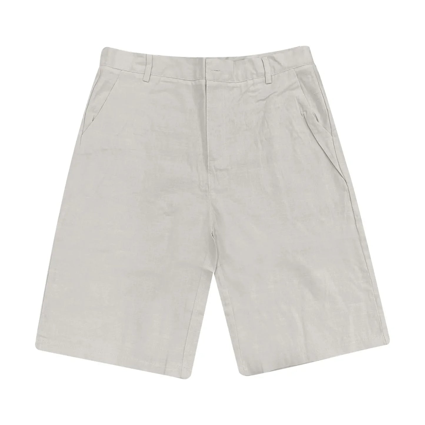 2025 Summer Cotton Linen Shorts for Men Solid Casual Button Pocket Beach Shorts Men's Comfortable Simple Vacation Leiture Pants