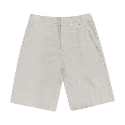 2025 Summer Cotton Linen Shorts for Men Solid Casual Button Pocket Beach Shorts Men's Comfortable Simple Vacation Leiture Pants