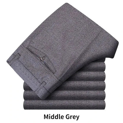 Big Plus Size Formal Pants Men's Bussiness Summer Thin Autumn Thick Black Blue Gray Stretch Loose Suit Office Trousers GOZBKF