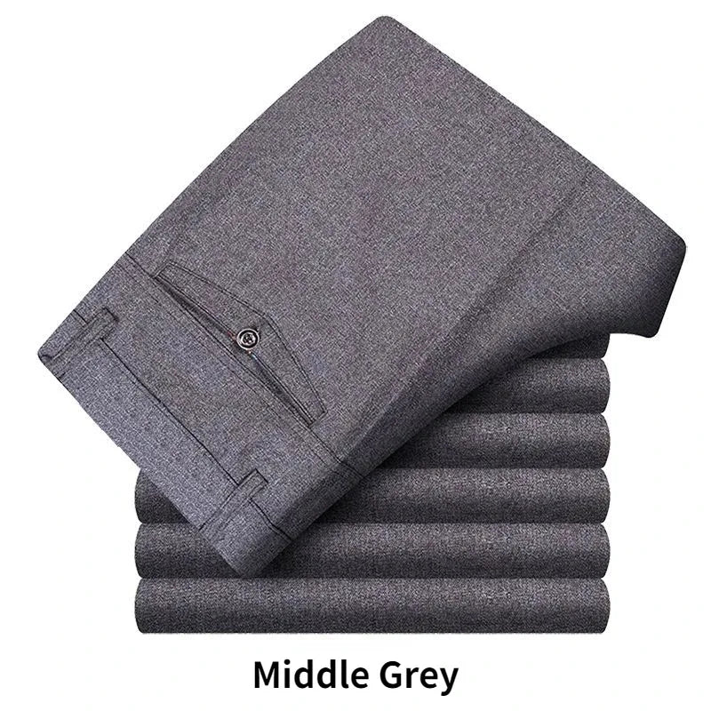Men's Summer Thin Business Suit Pants Winter Autumn Thick Classic Casual Fashion Stretch Trousers Male Brand Clothes GOZBKF