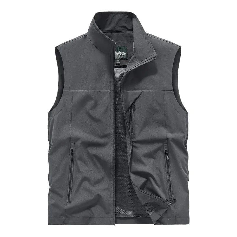 2025 New Fashion Men's Vest Windproof Solid Sleeveless Jacket Motorcycle Ourdoor Waterproof Biker Vest for Men Clothing