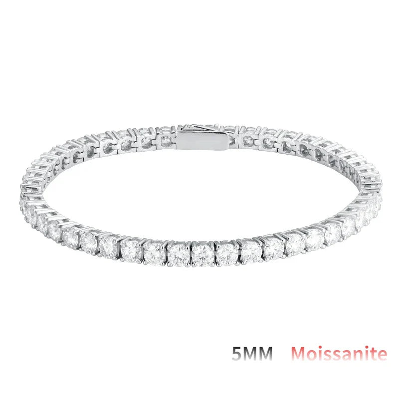 2/2.5/3/4/5mm Full Moissanite Bracelet for Women 100% 925 Sterling Silver Party Fine Jewelry Gift