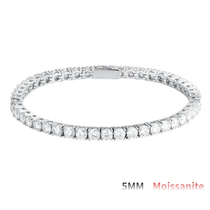 2/2.5/3/4/5mm Full Moissanite Bracelet for Women 100% 925 Sterling Silver Party Fine Jewelry Gift