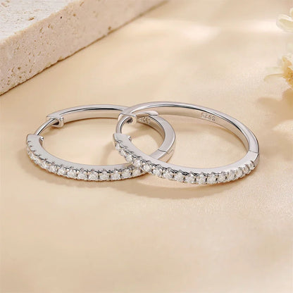 Pretty Beauty 23mm Moissanite Hoop Earrings S925 Sterling Silver for Women Wedding Party White Gold Plated Fine Jewelry Gifts