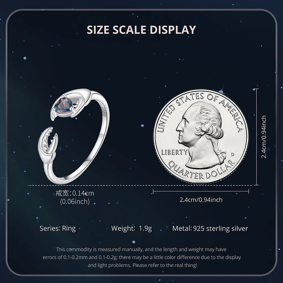 925 Sterling Silver Colorful 12 Zodiac Open Ring For Women , Rainbow Zircon Crystal Stackable Rings Girl Family Gift