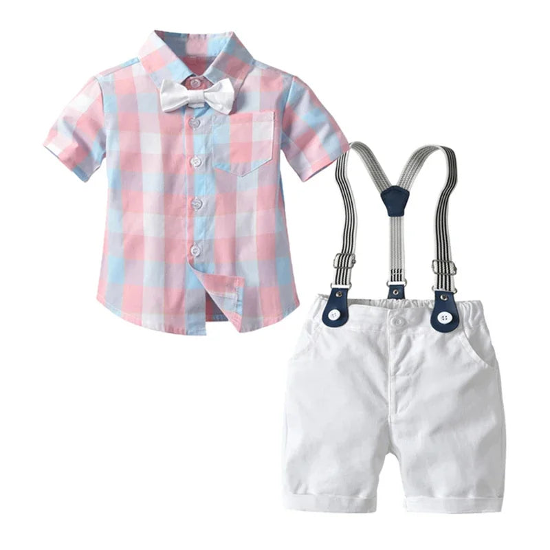Kids Boys Formal Birthday Outfit Suit Toddler Gentleman Wedding White Shirt 1-7 Years Baby Pants Boys Ceremony Outfits