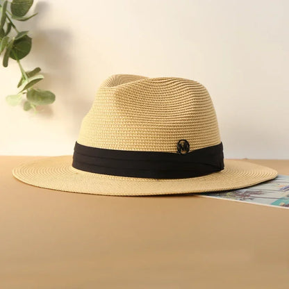 Big Size XL 63cm Travel Panama Jazz Straw Hat Summer Sun Hats for Women Men Wedding  Wide Brim Fedora Straw Beach Hat UV UPF 50+