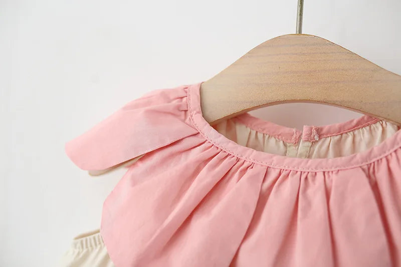 2Piece Sets Girls Summer Clothes Korean Cute Flower Doll Collar Sleeveless Cotton Kids Dresses+Bag Toddler Princess Dress B095