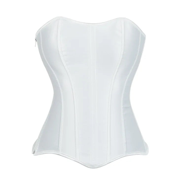 White Sexy Corsets Bustiers for Women Overbust Corset Top Corselet Satin Up Zipper Corsetto Shaper Gothic Korsett Black
