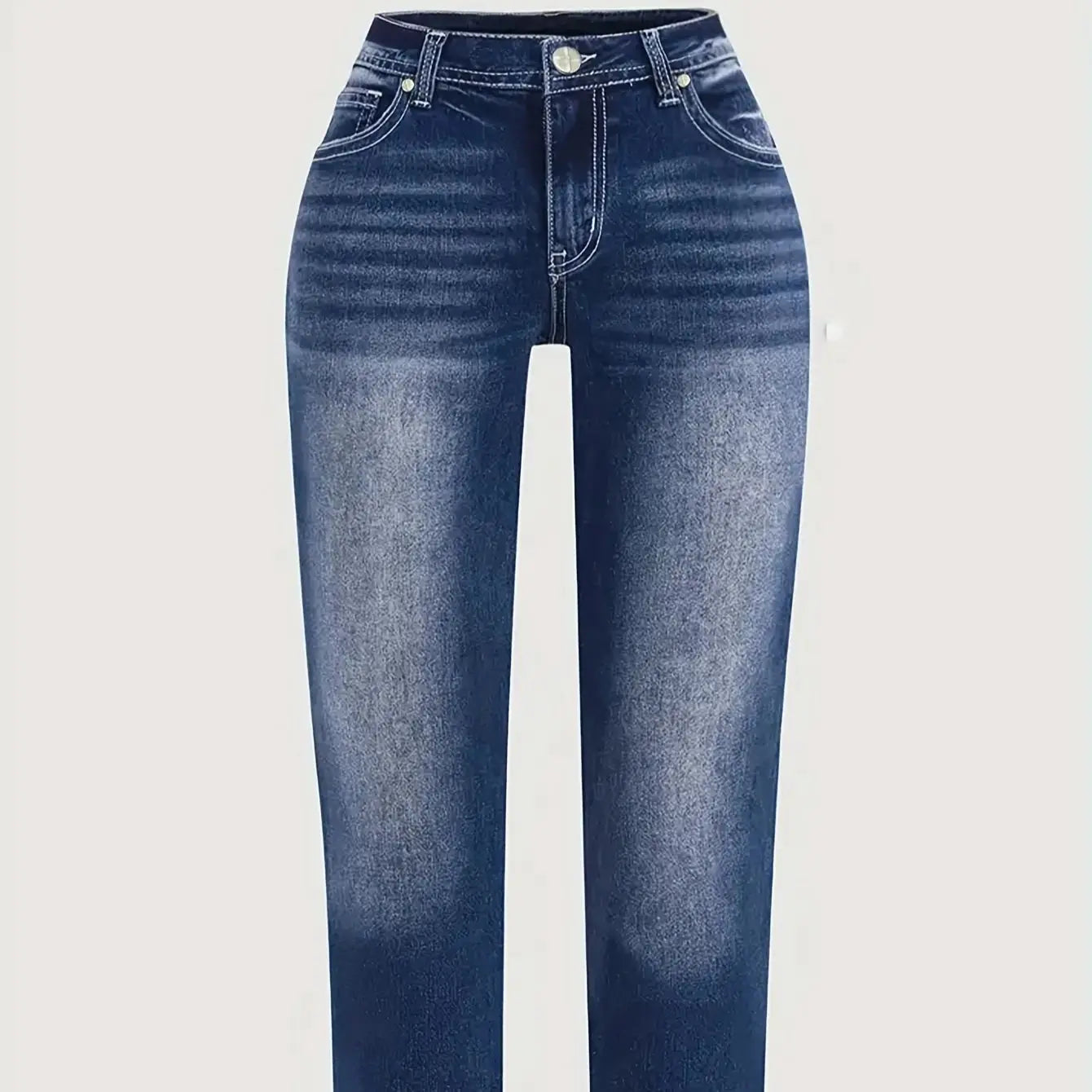Women's dark blue slim fit elastic low waist classic style fashionable women's denim trousers