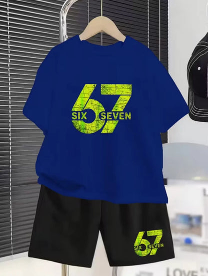 New Cool 67 Funny 3D Print Kids T-Shirt Shorts Set Fashion Children's Clothes Casual Boy Girl Short Sleeve Shorts Football Sets