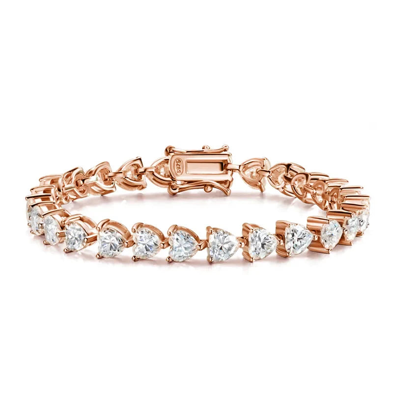 D VVS1 Heart Moissanite Tennis Bracelet Original 925 Sterling Silver Plated 18k White Gold with GRA Bracelets for Women