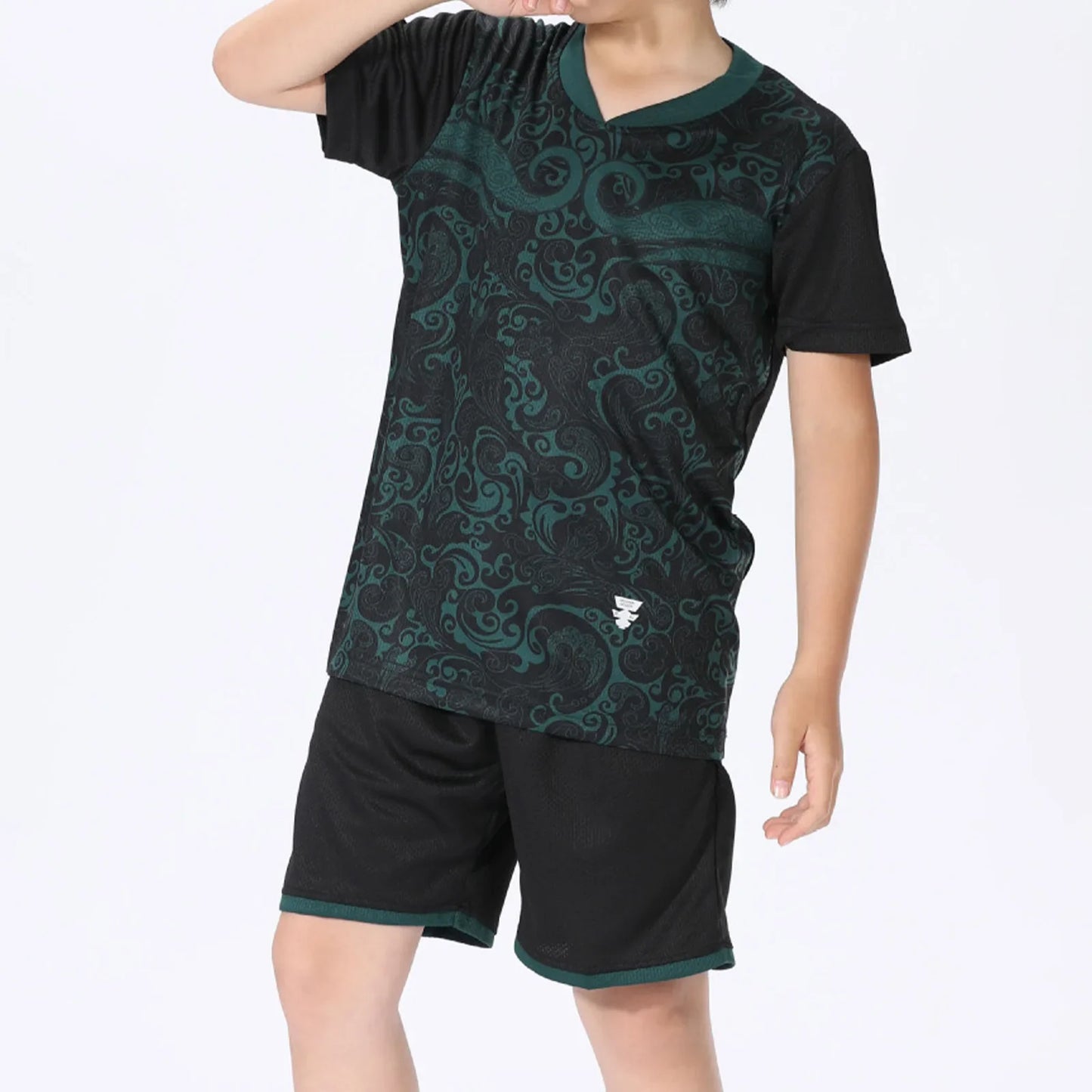 2 Pcs Summer Children's Quick-Drying Sports Set Boys Girls Soccer Training Outfit Short Sleeve Stylish Print T-shirt with Shorts