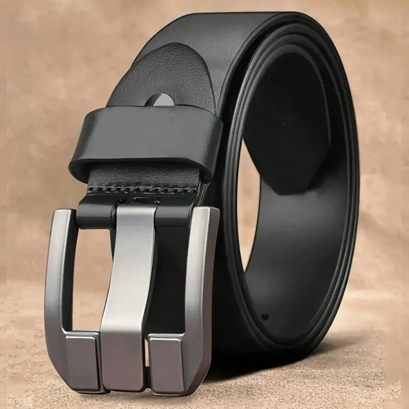 New Classic Luxury Vintage Men's Leather Belt - Black PU Material with Square Alloy Buckle - Perfect for Casual or Business Wear