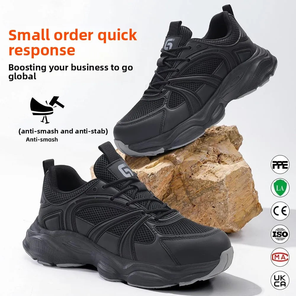 Safety Shoes Men Shoes Breathable Anti Smashing Puncture Comfortable Men's Safety Tennis Steel Toe Cap Puncture