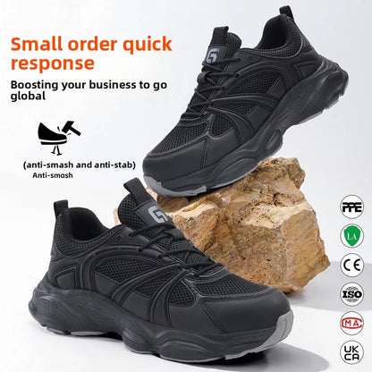 Safety Shoes Men Shoes Breathable Anti Smashing Puncture Comfortable Men's Safety Tennis Steel Toe Cap Puncture