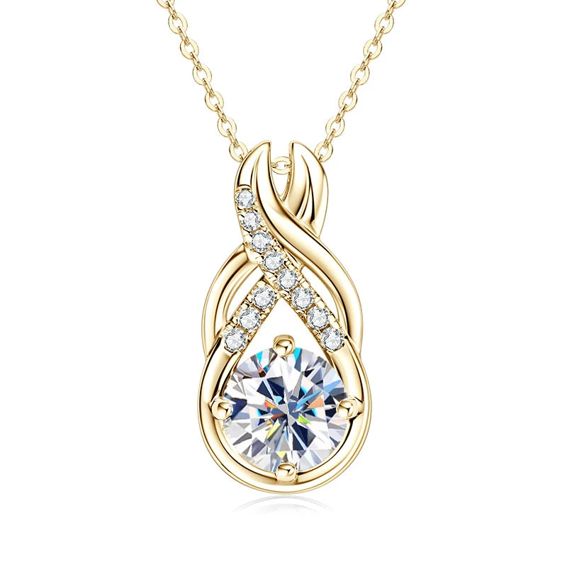 6.0CTW 8MM VVS1 Moissanite Jewelry Set 925 Silver Infinity Pendant Necklace Drop Hoop Earrings Sets for Women Gifts