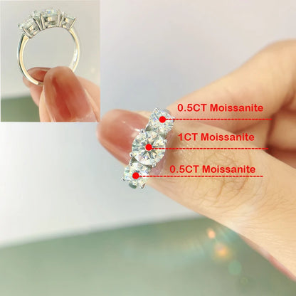White Gold 4/2CT Moissanite Ring for Women Sparkling Lab Grown Diamond Wedding Band S925 Solid Silver Jewelry Wholesale