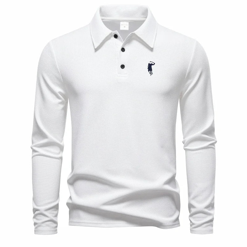 Luxury brand polo shirt long sleeved embroidered design men's top 2025 autumn new comfortable breathable business casual T-shirt