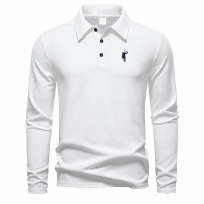 Luxury brand polo shirt long sleeved embroidered design men's top 2025 autumn new comfortable breathable business casual T-shirt