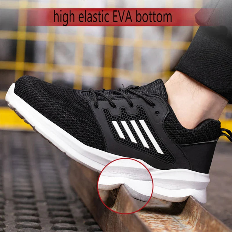 Men Safety Shoes Anti-smash Anti-puncture Work Shoes Lightweight Safety Boots Fashion Comfortable Soft Low Top Protective Shoes