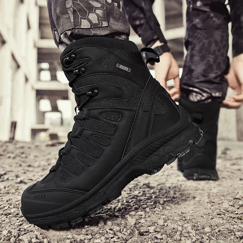 Men Tactical Boots Lace Up Brand Ankle Hiking Shoes Desert Work Boot Waterproof Size Plus Unisex Climbing Shoes