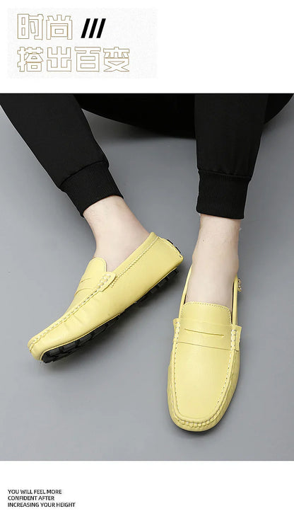 2025 New Handmade Beanie Shoes Men's Soft Sole Lazy Korean Style Trbottomy Easiest for Match Casual Slip-On Driving