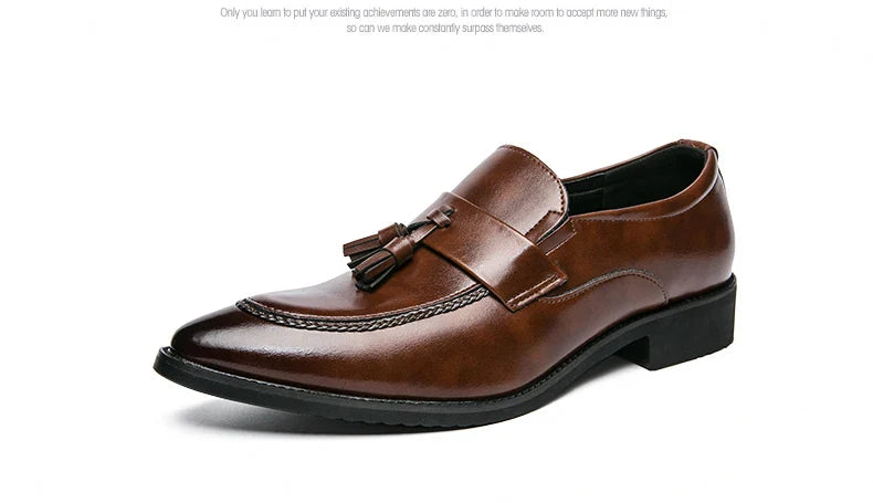 Classic Casual Leather Shoes For Men High Quality Social Office Shoes Men Slip On Loafers Flat Casual Business Leather Shoes Men