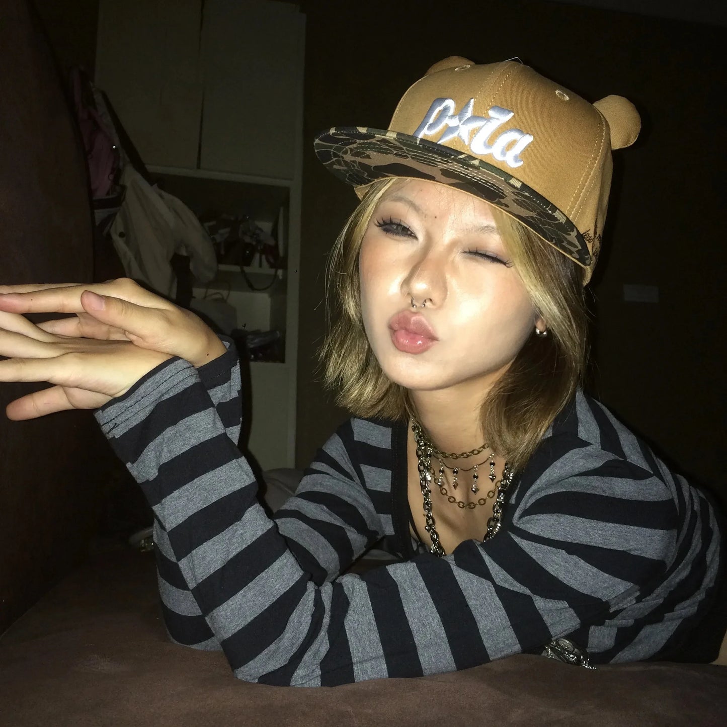 Y2k Crop Top Japanese 2000s Style Striped Long Sleeved T-shirt Vintage Harajuku High Street Tops American Retro