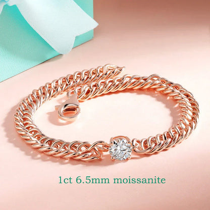 1CT D Color Moissanite Silver Bracelet for Women Men Classic Sparkling Hip Hop Bangles 925 Sterling Silver Shani Abergel