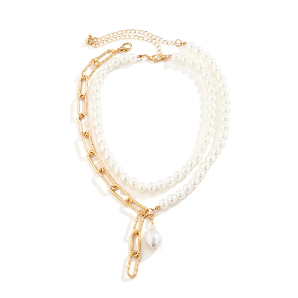 Elegant Irregular Imitation Pearl Beads Necklace for Women Vintage Party Wedding Tassels Choker Fashion Jewelry Accessories Gift