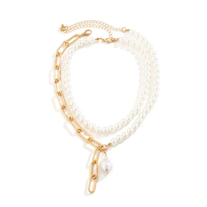 Elegant Irregular Imitation Pearl Beads Necklace for Women Vintage Party Wedding Tassels Choker Fashion Jewelry Accessories Gift