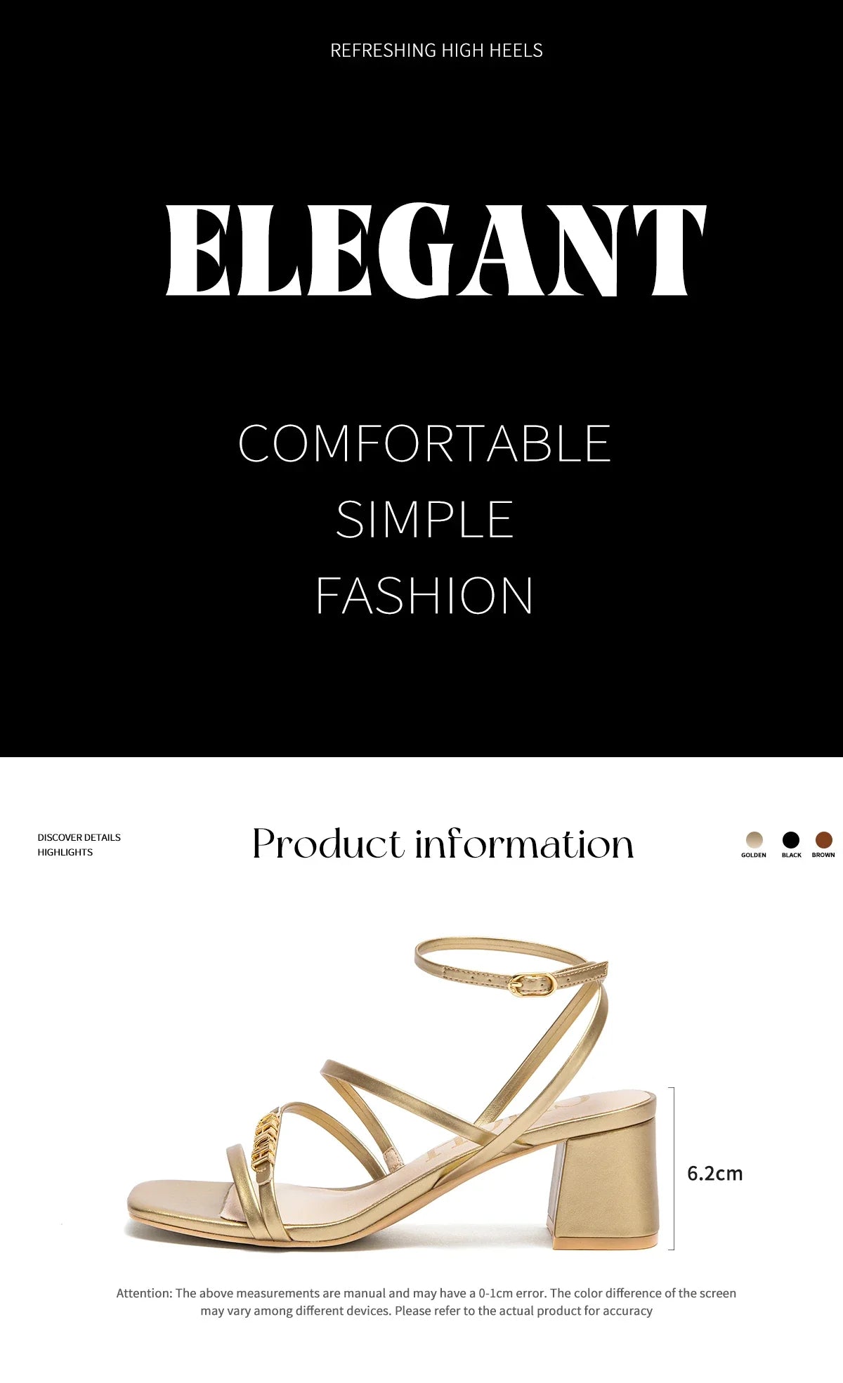 Women's High Heels New Summer Black Strap Casual Shoes Commuting Women's Shoes 6CM