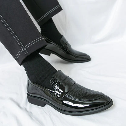 Loafers Shoes Men Color Blocked Business Casual Fashion Round Head Formal Wedding Shoes