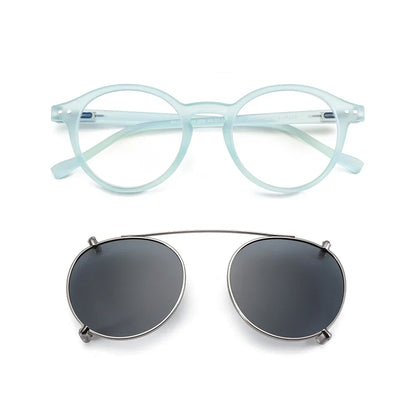 Steampunk Style Glasses (Anti Blue Light Blocking Eyewear) + Clip Lenses（Polarized Sunglasses Clips）for Women Men