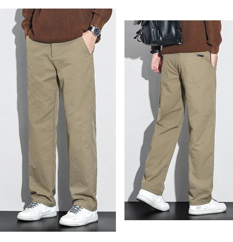 Men's Fashion Casual Straight Pants Baggy Classic Wide Leg Simple Trousers Loose Male Comfortable Soft Quality Pants