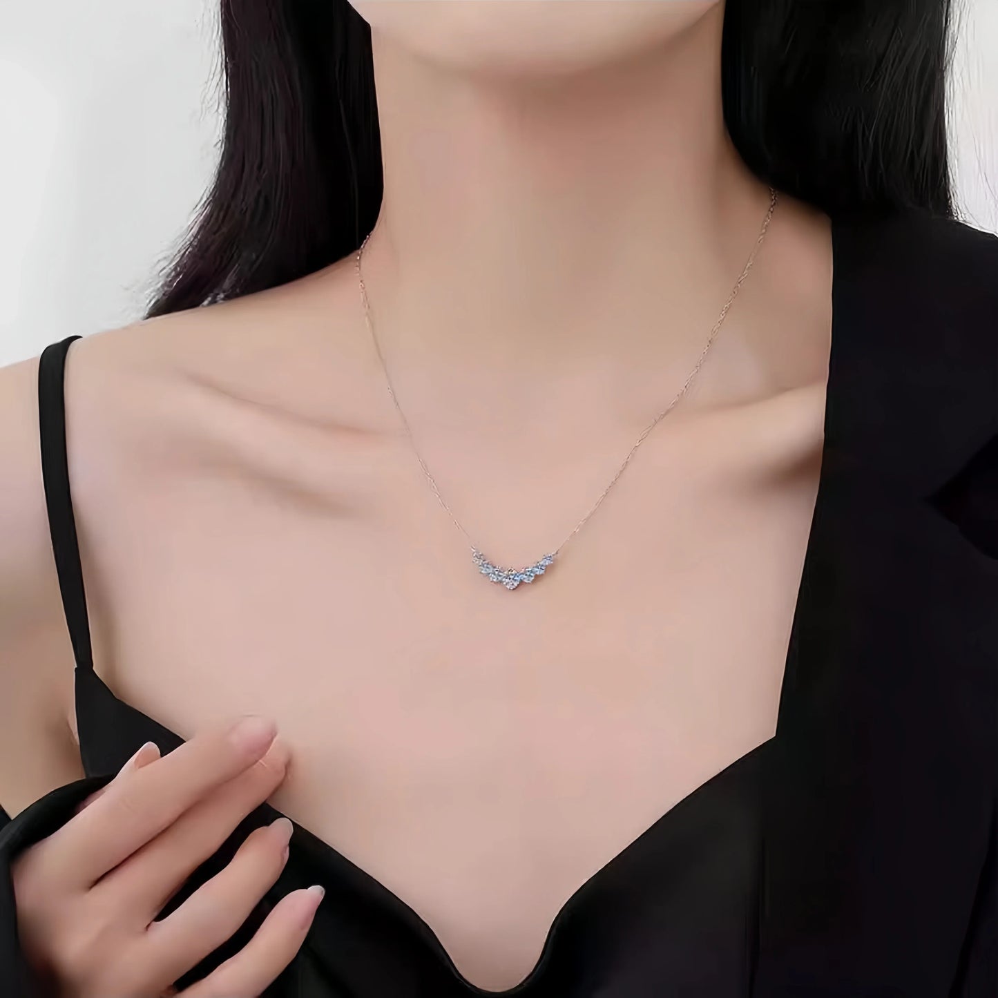 Moissanite Necklace for Women Wedding Fine Jewelry with Certificates 925 Sterling Silver Plated 18K White Gold Necklace