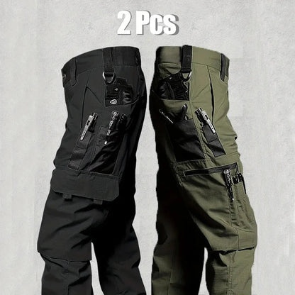 Men's Outdoor Work Pants 2-Pcs Tactical Cargo Trousers New Multi-pocket Wear-Resistant Workwear Outdoor Waterproof Hiking Pants